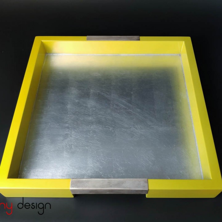  Square tray with silver handlers 40*H4.5cm 